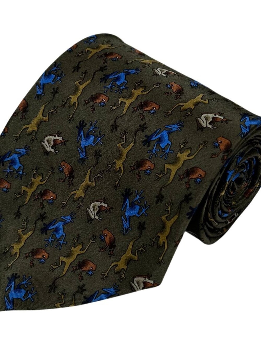 The Nature Conservancy Men's Olive Green Maki Frog Necktie Tie